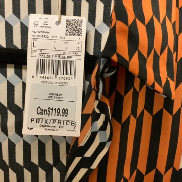 Mango Black and Orange Long Sleeve Dress - Picture 6 of 8